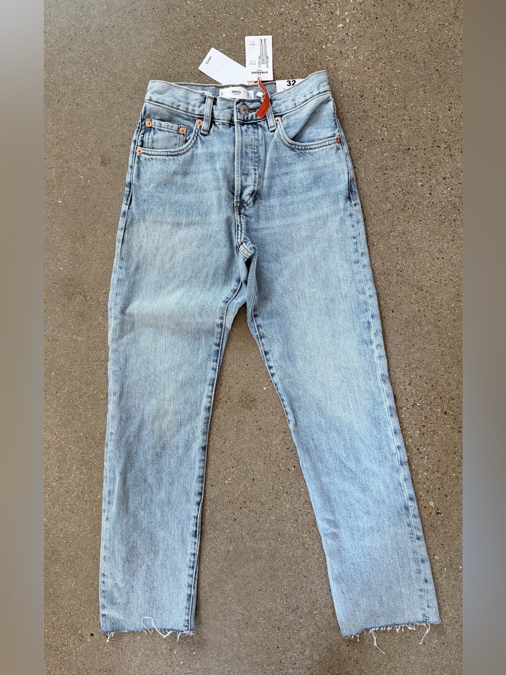 Mango Women's Straight Light Blue Washed Jeans